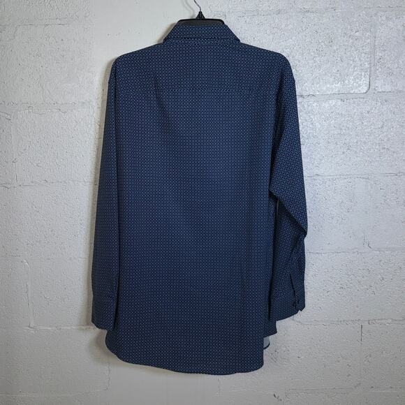 Alfani Men's Slim-Fit 4-Way Stretch Medallion Dress Shirt Navy 16-16.5 32-33 $65 - Picture 5 of 6